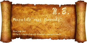 Mozolányi Bazsó névjegykártya